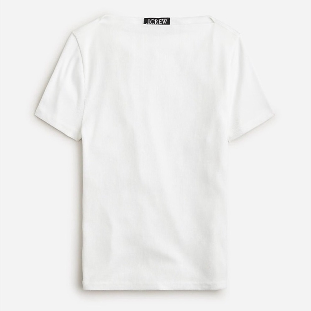 J.Crew Fine-rib fitted boatneck T-shirt sz S $38 white